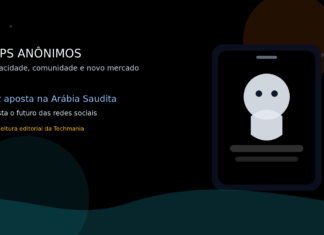 Ilustração editorial sobre app anônimo e redes sociais na Arábia Saudita