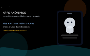 Ilustração editorial sobre app anônimo e redes sociais na Arábia Saudita