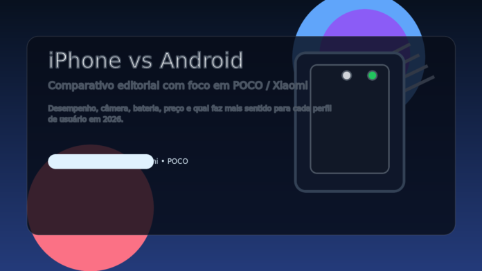 iPhone vs Android featured image Imagem destacada comparando iPhone e Android com foco em POCO e Xiaomi