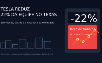 Ilustração editorial sobre a redução de 22% da força de trabalho da Tesla no Texas